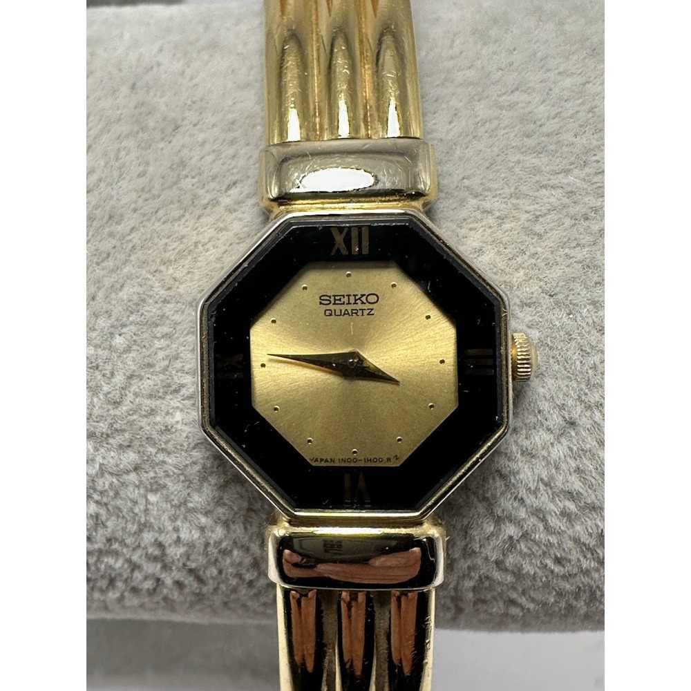 Seiko‎ 1N00-5E49 New Battery Ladies Watch 19MM 7" Rare Octagon M12